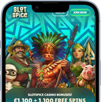 Slotspice mobil hemsida med aztekisk hjalte